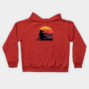 Kitesurfer Action Water Sports Artistic Silhouette Retro Sunset Kids Hoodie